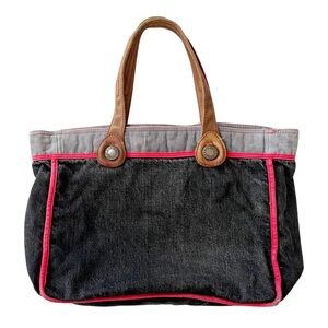 Gap Jeans 1969 Tote Bag Reversible Denim Corduroy Double Strap Pocket Vtg Purse